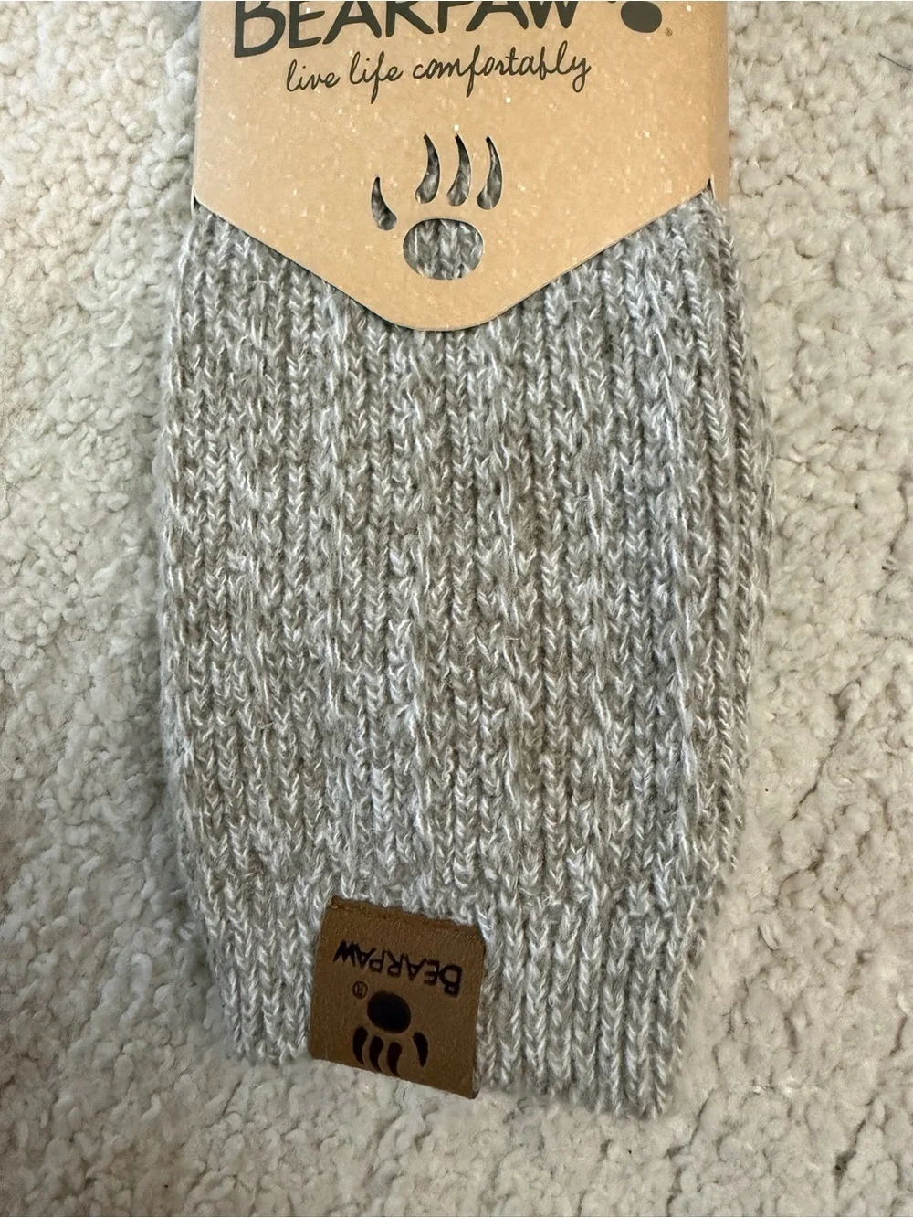 BearPaw Women's Gray Marled Knit Crew Socks